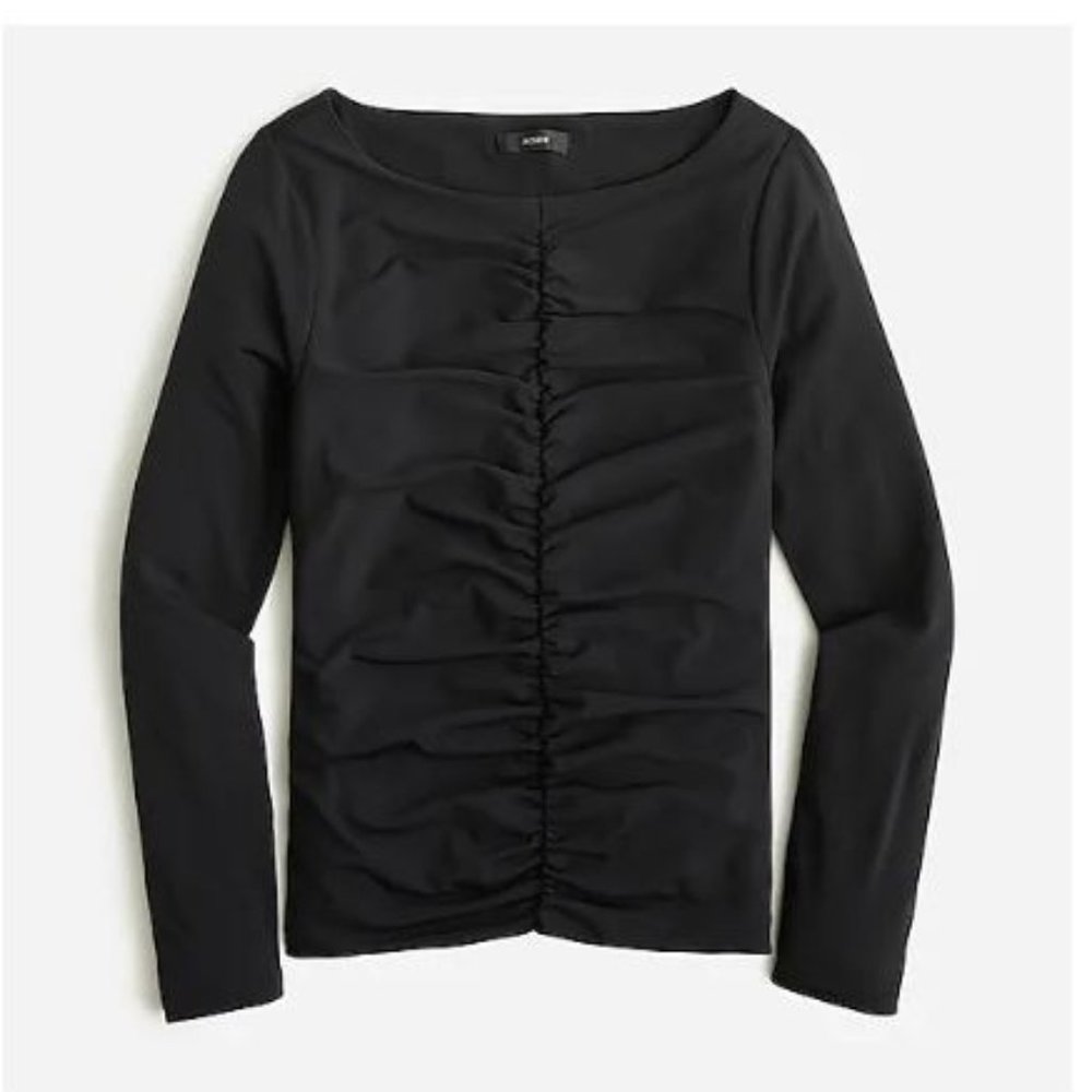JCrew Black Ruched Matte Jersey Top - XS